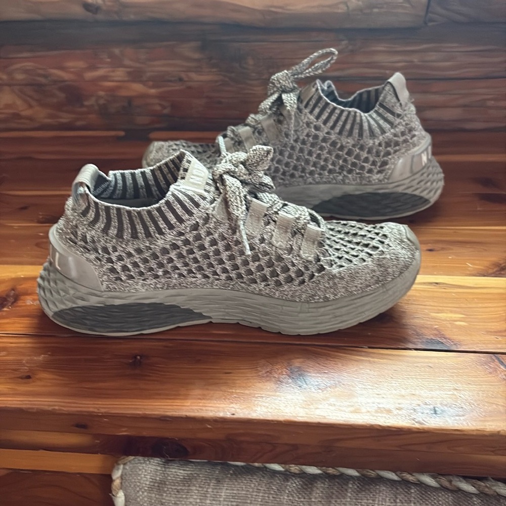 NOBULL Knit Lace-Up Sneakers in Taupe - Picture 4 of 5